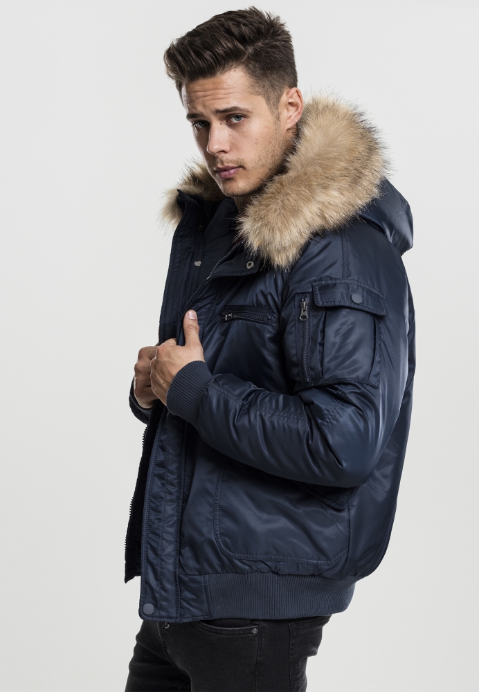 Geaca Hooded Heavy Fake Fur Bomber Urban Classics