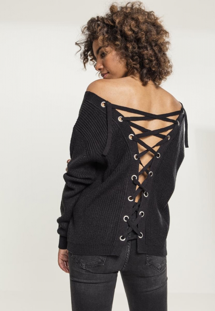 Back Lace Up Sweater dama Urban Classics